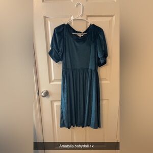 Amaryllis teal baby doll 2x dress